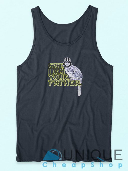 Cat I am Your Father Tank Top blue
