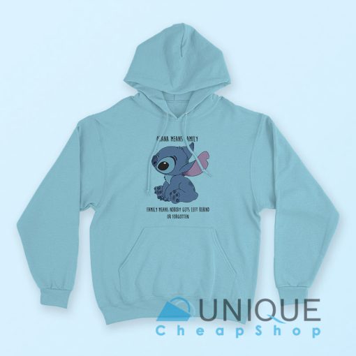 Stitch Ohana Means Family Quote Hoodie Blue