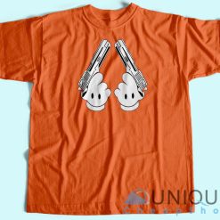 Hand Guns Mickey Mouse T-Shirt Orange