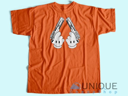 Hand Guns Mickey Mouse T-Shirt Orange