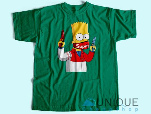 Supreme Bart Simpson T-Shirt Unisex Tee Shirt Printing Size S-3XL