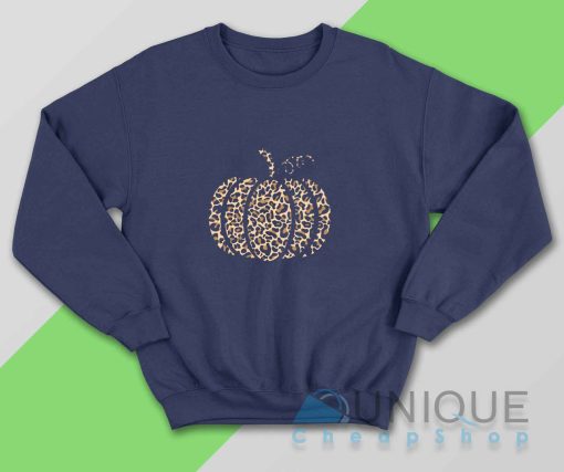 Leopard Pumpkin Sweatshirt Color Navy
