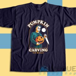 Pumpkin Carving With Michael T-Shirt Color Navy