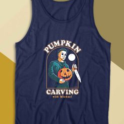 Pumpkin Carving With Michael Tank Top Color Navy