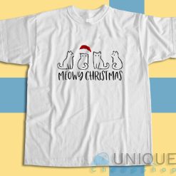 Meowy Cat Christmas T-Shirt Color White