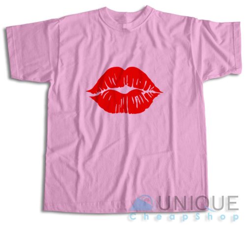Valentines Lips Kiss T-Shirt Color Pink