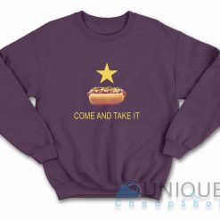 Texas Come And Take It Hot Dog Sweatshirt Color Dark Purple