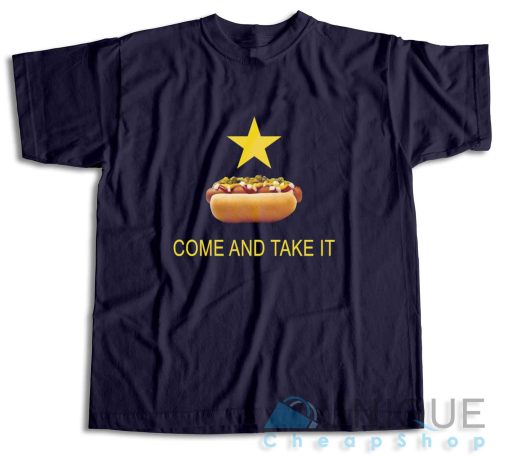 Texas Come And Take It Hot Dog T-Shirt Color Navy