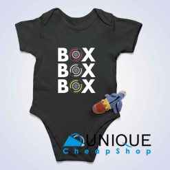 Box Box Box Baby Bodysuits Black