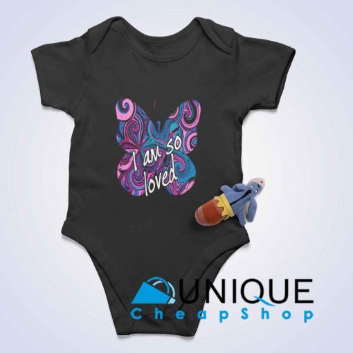 Butterfly I Am So Loved Baby Bodysuits Color Black