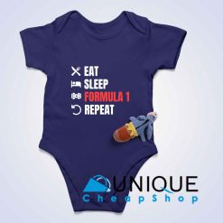 Eat Sleep Formula 1 Repeat Baby Bodysuits Color Midnight Blue