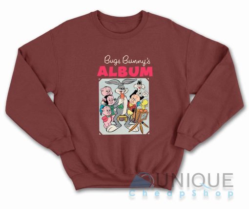 Bugs Bunny's Album Sweatshirt Color Maroon