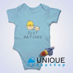 Just Hatched Chick Baby Bodysuits Color Light Blue