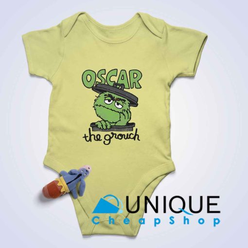 Sesame Street Canned Grouch Baby Bodysuits Color Cream