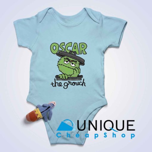 Sesame Street Canned Grouch Baby Bodysuits Color Light Blue