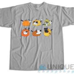 Cats in Pumpkins T-Shirt Color Grey