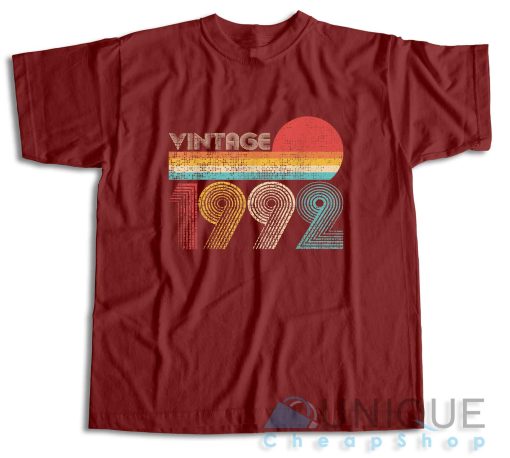 Vintage 1992 30th T-Shirt Color Maroon