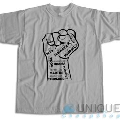 Black Leaders Fist T-Shirt Color Grey