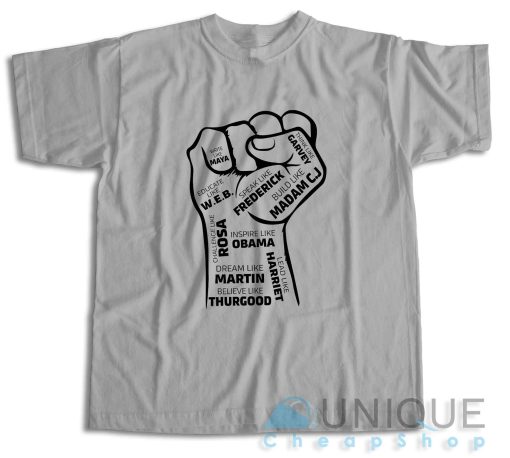 Black Leaders Fist T-Shirt Color Grey