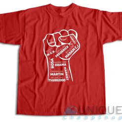 Black Leaders Fist T-Shirt Color Red