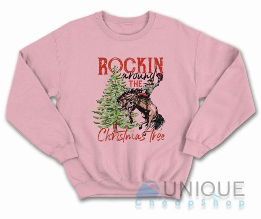 Rocking Around The Christmas Tree Sweatshirt Color Baby Pink