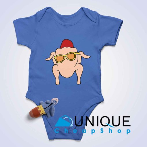 Turkey Thanksgiving Baby Bodysuits Color Blue
