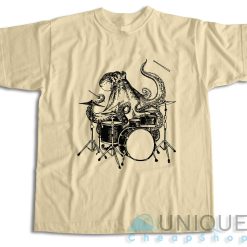 Octopus Playing Drums T-Shirt Color Cream
