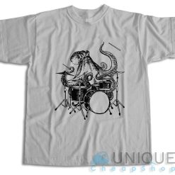 Octopus Playing Drums T-Shirt Color Grey