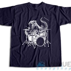 Octopus Playing Drums T-Shirt Color Navy