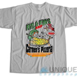 Pete and Elda's Bar Carmen's Pizzeria T-Shirt Color Grey