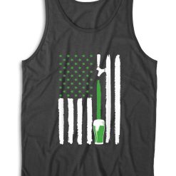 Green Beer American Flag St. Patrick's Day Tank Top Color Black