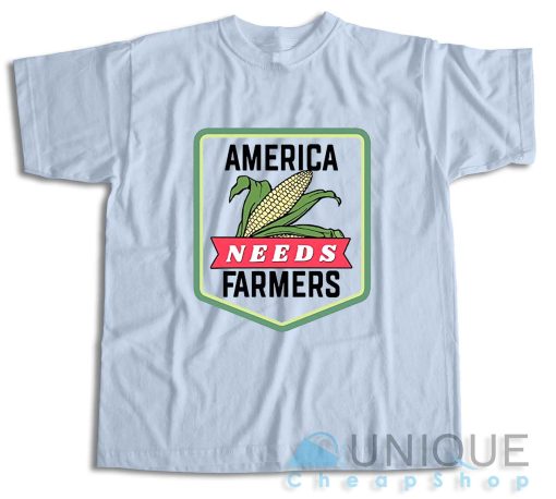 America Needs Farmers T-Shirt Color Light Blue