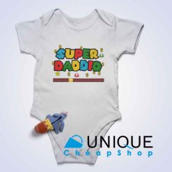Super Daddio Baby Bodysuits Color White